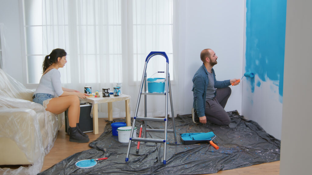 Couple conversation and home renovation